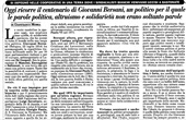 Oggi ricorre il centenario di Giovanni Bersani